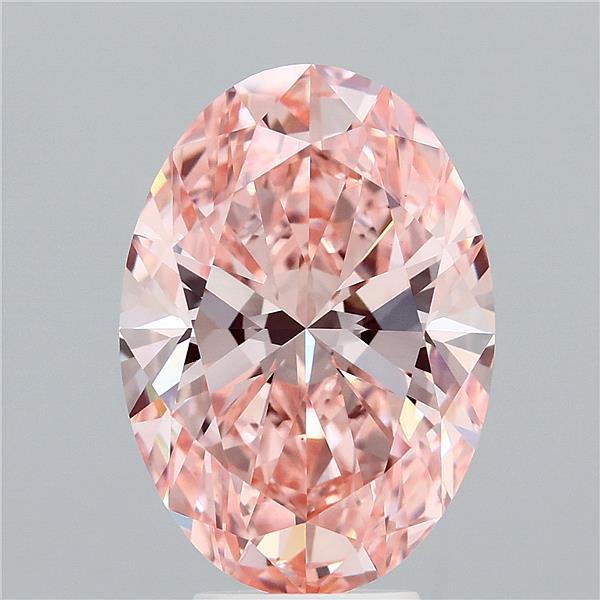 5.52 Carat Oval Shaped, Ideal Cut, FANCY VIVID PINK Color, VVS2 Clarity, IGI Certified Lab Grown Diamond