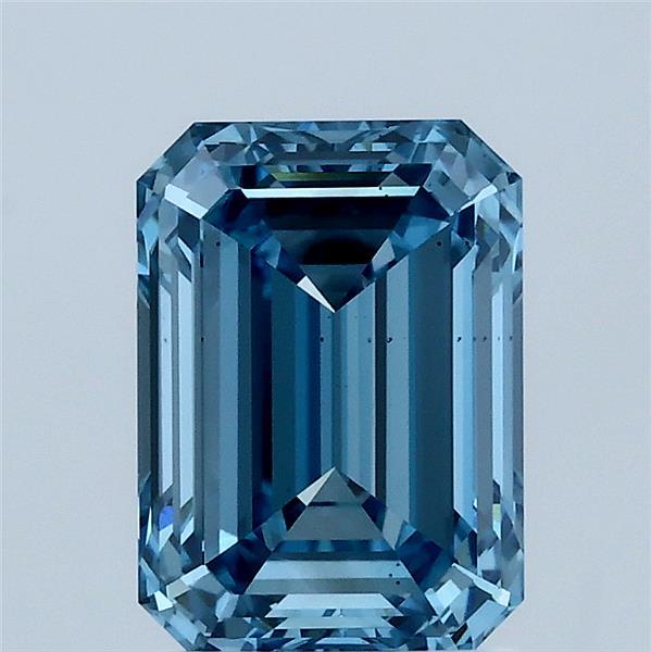 2.05 Carat Emerald Shaped, Ideal Cut, FANCY VIVID BLUE Color, VS2 Clarity, IGI Certified Lab Grown Diamond