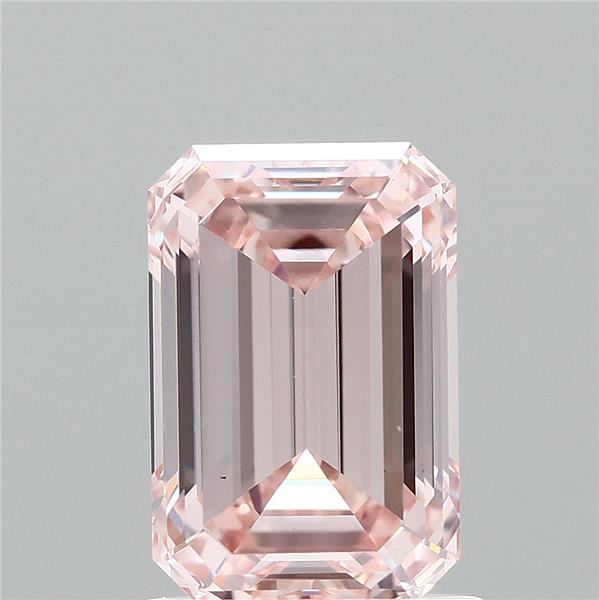 1.52 Carat Emerald Shaped, Ideal Cut, FANCY INTENSE PINK Color, VS1 Clarity, IGI Certified Lab Grown Diamond
