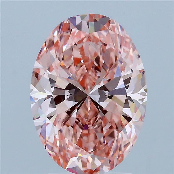 2.87 Carat Oval Shaped, Ideal Cut, FANCY VIVID PINK Color, VS1 Clarity, IGI Certified Lab Grown Diamond