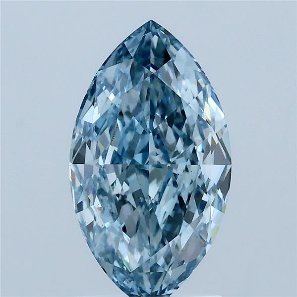 2.09 Carat Marquise Shaped, Ideal Cut, FANCY VIVID BLUE Color, VS1 Clarity, IGI Certified Lab Grown Diamond