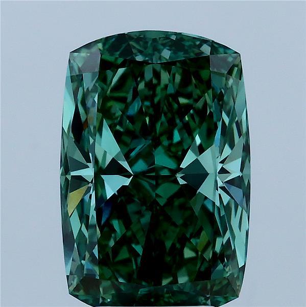 4.07 Carat Cushion Shaped, Ideal Cut, FANCY VIVID GREEN Color, VVS2 Clarity, IGI Certified Lab Grown Diamond