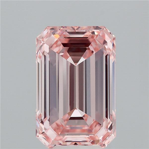 8.03 Carat Emerald Shaped, Ideal Cut, FANCY INTENSE PINK Color, VS1 Clarity, IGI Certified Lab Grown Diamond