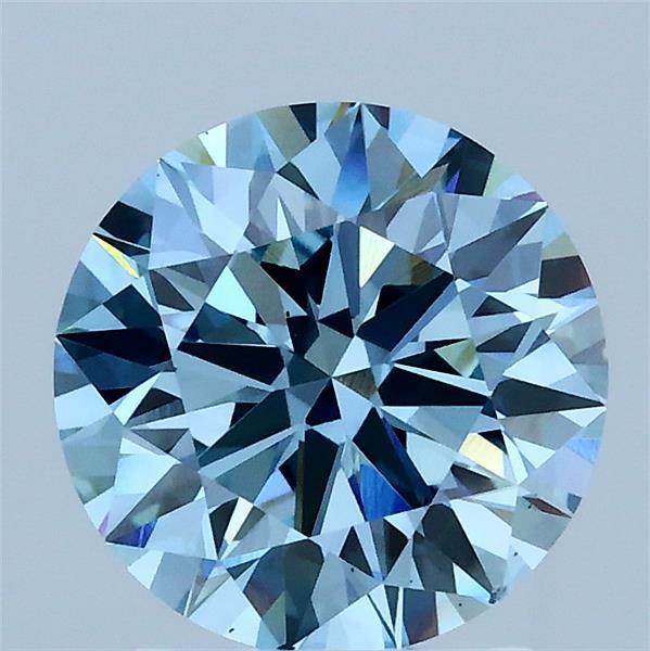 1.99 Carat Round Shaped, Ideal Cut, FANCY VIVID BLUE Color, VS2 Clarity, IGI Certified Lab Grown Diamond