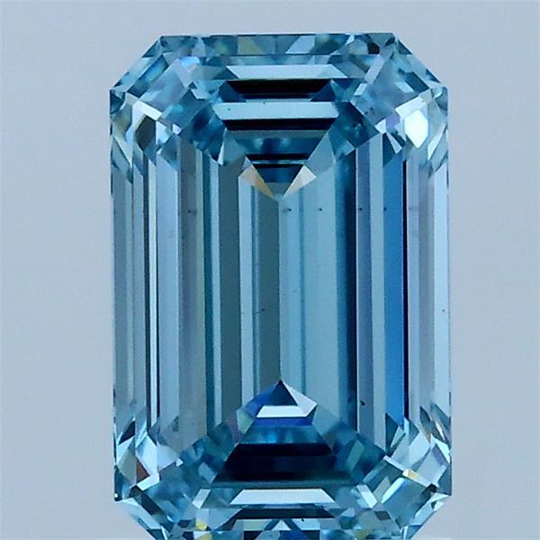 1.50 Carat Emerald Shaped, Ideal Cut, FANCY VIVID BLUE Color, VS2 Clarity, IGI Certified Lab Grown Diamond