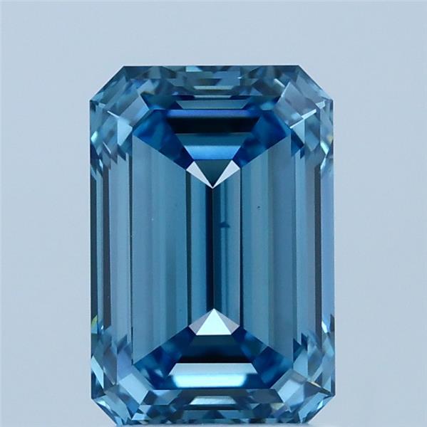 2.02 Carat Emerald Shaped, Ideal Cut, FANCY VIVID BLUE Color, VS1 Clarity, IGI Certified Lab Grown Diamond