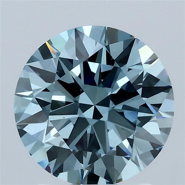 2.03 Carat Round Shaped, Ideal Cut, FANCY VIVID BLUE Color, VS1 Clarity, IGI Certified Lab Grown Diamond