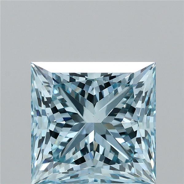 2.54 Carat Princess Shaped, Excellent Cut, FANCY VIVID BLUE Color, VS1 Clarity, IGI Certified Lab Grown Diamond