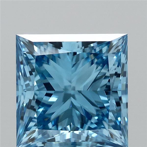 2.07 Carat Princess Shaped, Ideal Cut, FANCY VIVID BLUE Color, VS1 Clarity, IGI Certified Lab Grown Diamond
