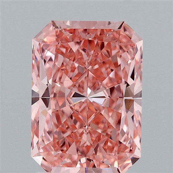 2.02 Carat Radiant Shaped, Ideal Cut, FANCY VIVID PINK Color, VVS2 Clarity, IGI Certified Lab Grown Diamond