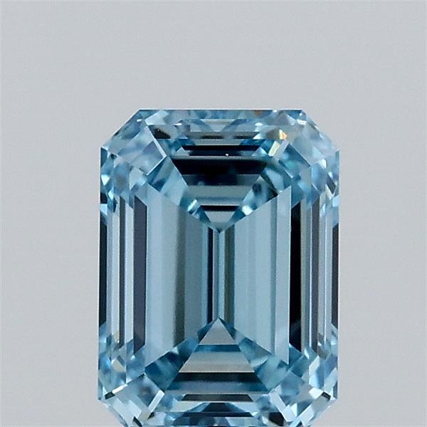0.95 Carat Emerald Shaped, Ideal Cut, FANCY INTENSE BLUE Color, VVS2 Clarity, IGI Certified Lab Grown Diamond