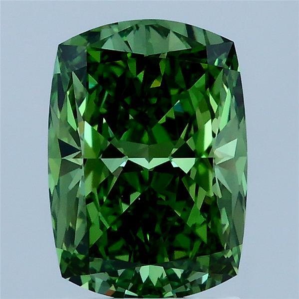 2.01 Carat Cushion Shaped, Ideal Cut, FANCY VIVID GREEN Color, VS1 Clarity, IGI Certified Lab Grown Diamond