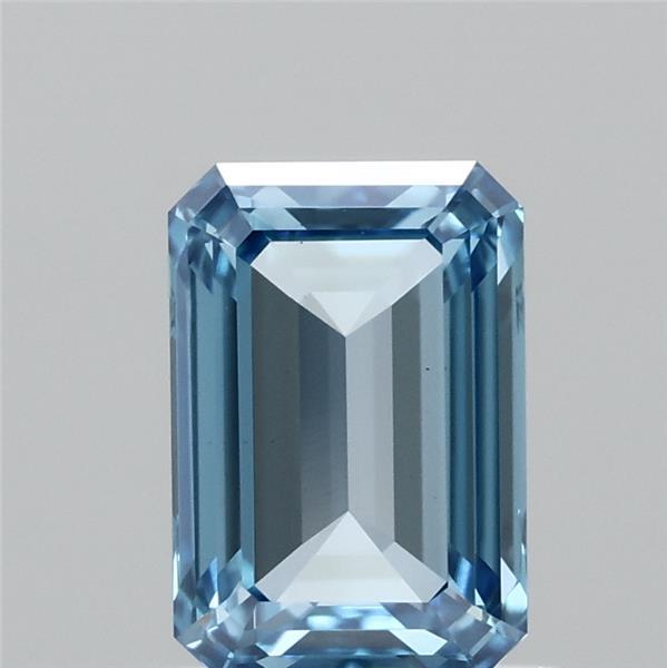 0.90 Carat Emerald Shaped, Ideal Cut, FANCY VIVID BLUE Color, VS1 Clarity, IGI Certified Lab Grown Diamond