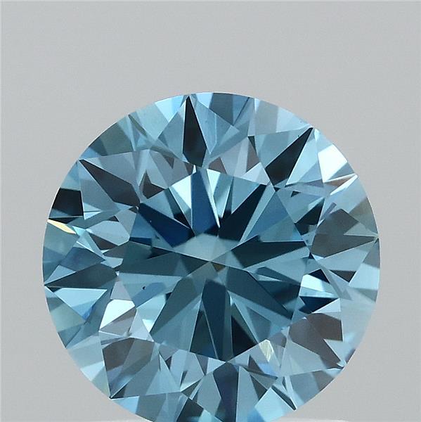 1.43 Carat Round Shaped, Ideal Cut, FANCY VIVID BLUE Color, VS1 Clarity, IGI Certified Lab Grown Diamond
