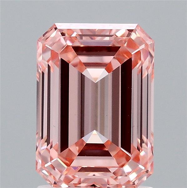 2.04 Carat Emerald Shaped, Ideal Cut, FANCY INTENSE PINK Color, VS1 Clarity, IGI Certified Lab Grown Diamond