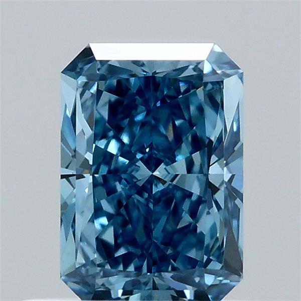 0.71 Carat Radiant Shaped, Excellent Cut, FANCY VIVID BLUE Color, VS1 Clarity, IGI Certified Lab Grown Diamond