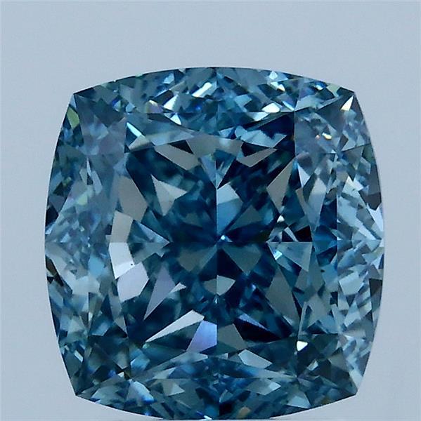 3.08 Carat Cushion Shaped, Ideal Cut, FANCY VIVID BLUE Color, VS1 Clarity, IGI Certified Lab Grown Diamond
