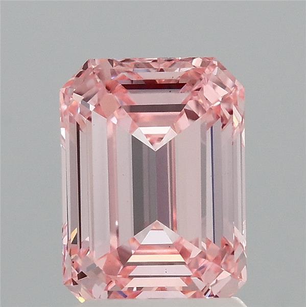 2.05 Carat Emerald Shaped, Ideal Cut, FANCY INTENSE PINK Color, VS1 Clarity, IGI Certified Lab Grown Diamond