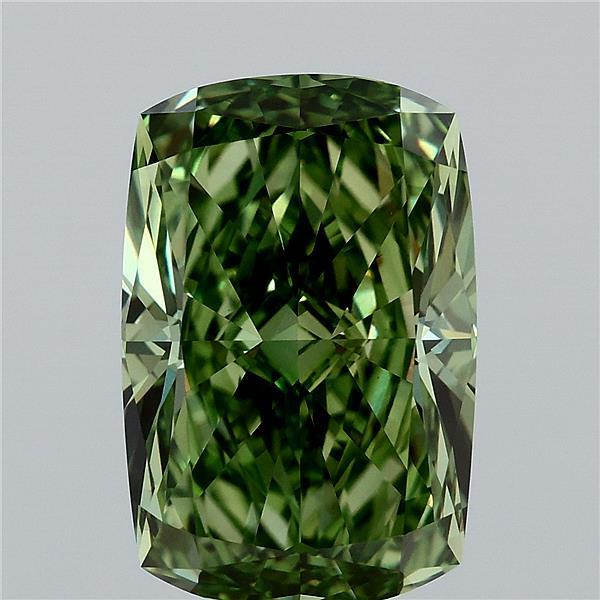 5.03 Carat Cushion Shaped, Excellent Cut, FANCY VIVID GREEN Color, VVS2 Clarity, IGI Certified Lab Grown Diamond