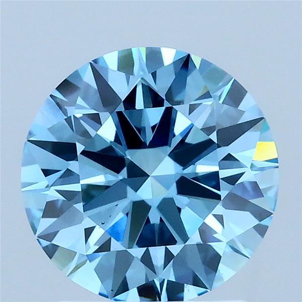 1.82 Carat Round Shaped, Ideal Cut, FANCY VIVID BLUE Color, VS1 Clarity, IGI Certified Lab Grown Diamond