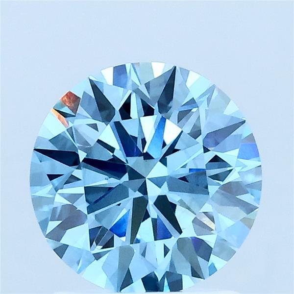 1.53 Carat Round Shaped, Ideal Cut, FANCY VIVID BLUE Color, VS1 Clarity, IGI Certified Lab Grown Diamond