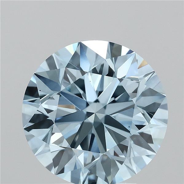 3.51 Carat Round Shaped, Excellent Cut, FANCY VIVID BLUE Color, VS1 Clarity, IGI Certified Lab Grown Diamond
