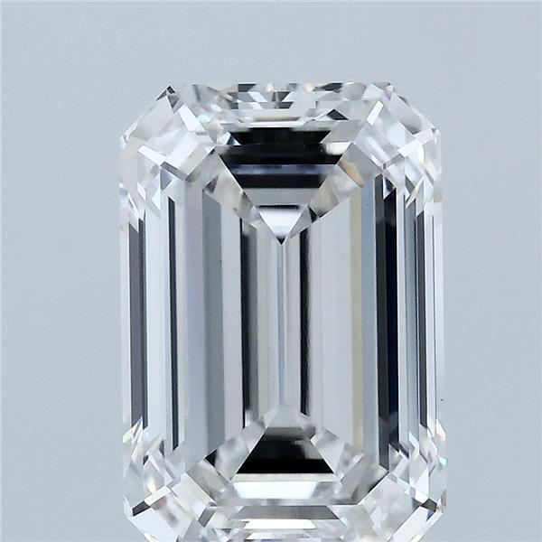 4.11 Carat Emerald Shaped, Ideal Cut, F Color, VVS2 Clarity, IGI Certified Lab Grown Diamond