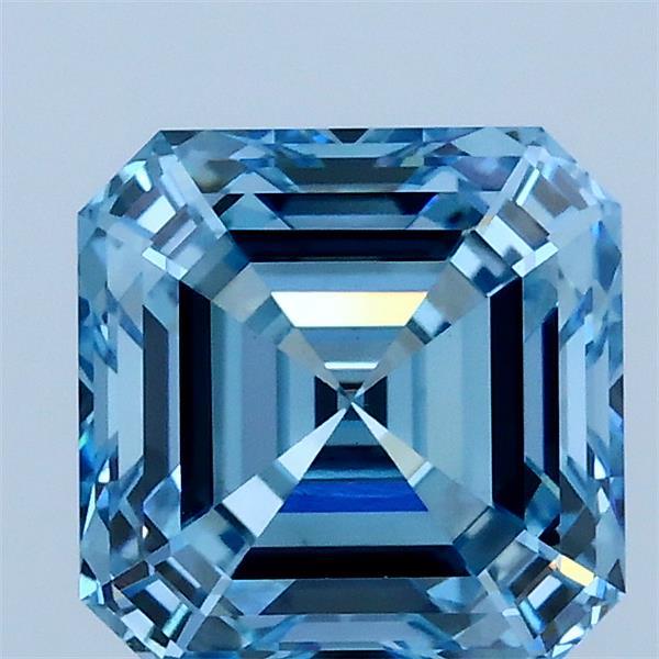2.07 Carat Asscher Shaped, Ideal Cut, FANCY VIVID BLUE Color, VS1 Clarity, IGI Certified Lab Grown Diamond