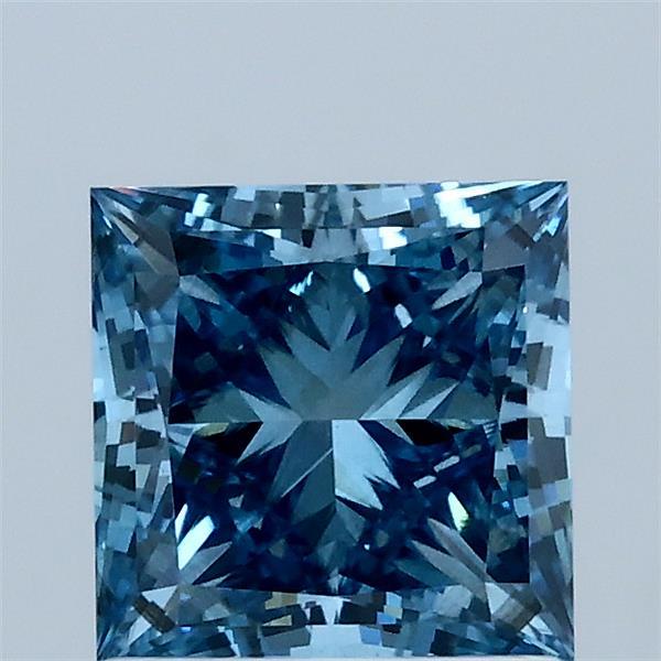 1.50 Carat Princess Shaped, Ideal Cut, FANCY VIVID BLUE Color, VS2 Clarity, IGI Certified Lab Grown Diamond