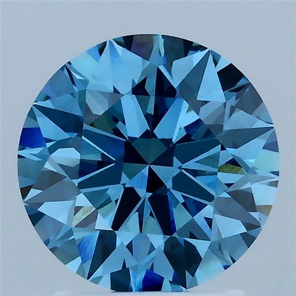 2.03 Carat Round Shaped, Ideal Cut, FANCY VIVID BLUE Color, VVS2 Clarity, IGI Certified Lab Grown Diamond