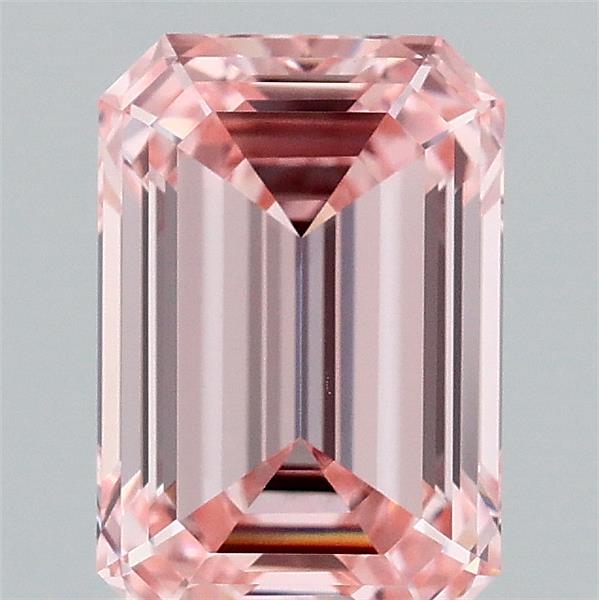 1.70 Carat Emerald Shaped, Ideal Cut, FANCY INTENSE PINK Color, VVS2 Clarity, IGI Certified Lab Grown Diamond