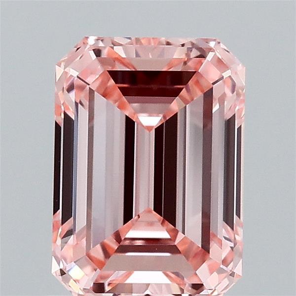 1.45 Carat Emerald Shaped, Ideal Cut, FANCY INTENSE PINK Color, VVS2 Clarity, IGI Certified Lab Grown Diamond
