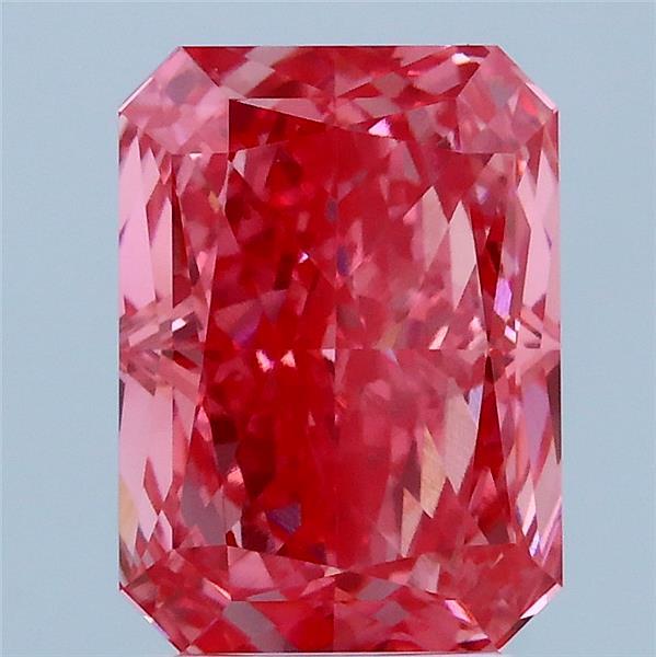 3.06 Carat Radiant Shaped, Ideal Cut, FANCY VIVID PINK Color, VVS2 Clarity, IGI Certified Lab Grown Diamond