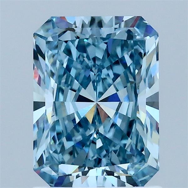 1.51 Carat Radiant Shaped, Ideal Cut, FANCY VIVID BLUE Color, VVS2 Clarity, IGI Certified Lab Grown Diamond