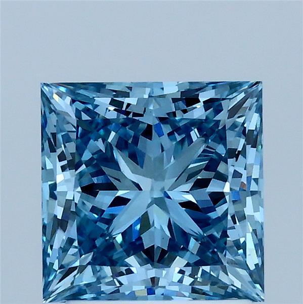 2.08 Carat Princess Shaped, Ideal Cut, FANCY VIVID BLUE Color, VS1 Clarity, IGI Certified Lab Grown Diamond