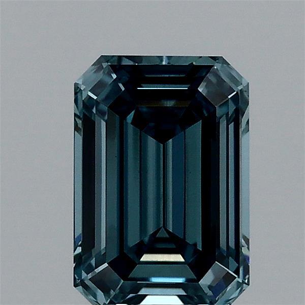 1.07 Carat Emerald Shaped, Ideal Cut, FANCY VIVID BLUE Color, VS1 Clarity, IGI Certified Lab Grown Diamond