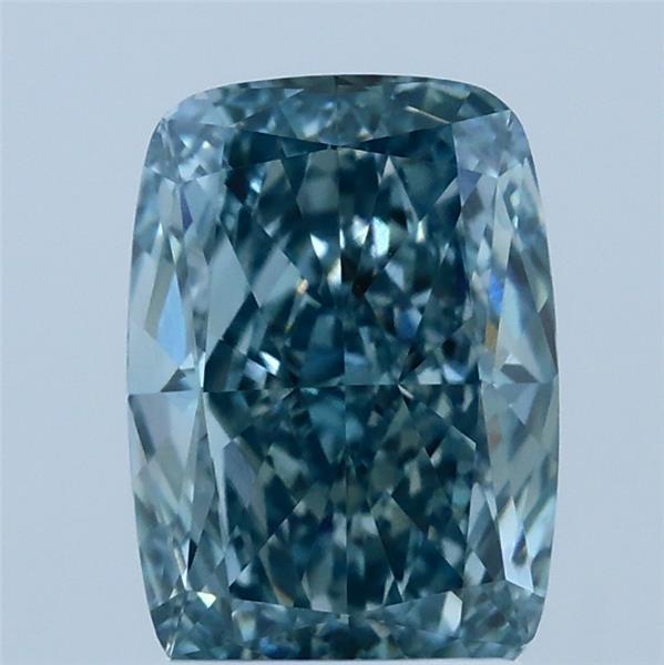 2.01 Carat Cushion Shaped, Ideal Cut, FANCY VIVID GREENISH BLUE Color, VS1 Clarity, IGI Certified Lab Grown Diamond