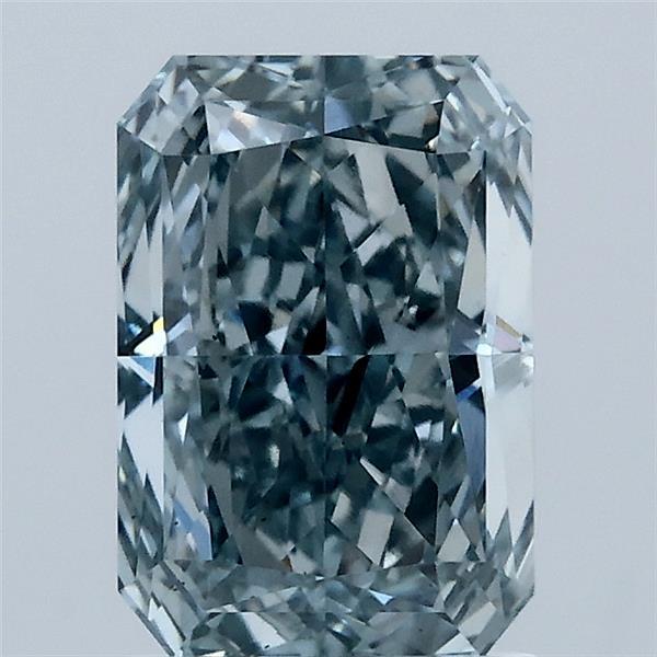 2.00 Carat Radiant Shaped, Ideal Cut, FANCY INTENSE BLUE Color, VS2 Clarity, IGI Certified Lab Grown Diamond