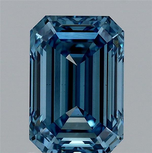 2.04 Carat Emerald Shaped, Ideal Cut, FANCY VIVID BLUE Color, VS1 Clarity, IGI Certified Lab Grown Diamond