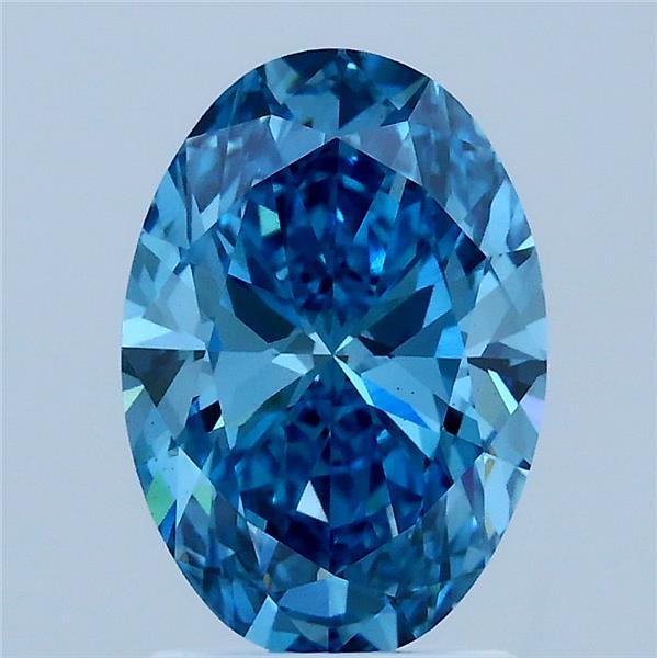 2.01 Carat Oval Shaped, Ideal Cut, FANCY VIVID BLUE Color, VS1 Clarity, IGI Certified Lab Grown Diamond