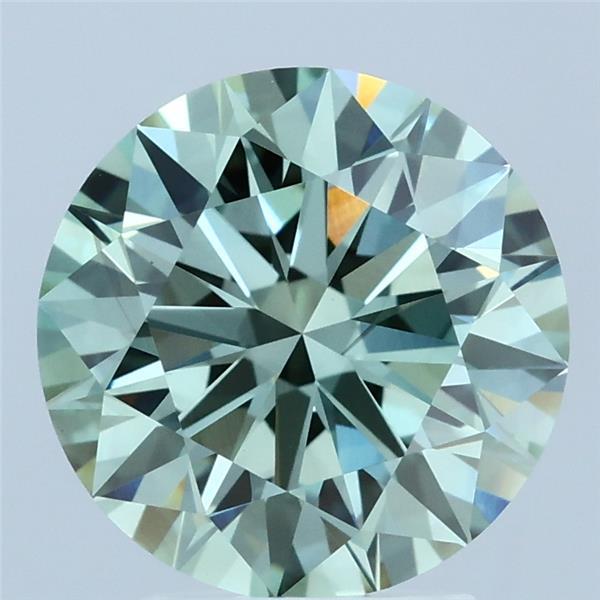 3.08 Carat Round Shaped, Ideal Cut, FANCY VIVID GREEN Color, VS1 Clarity, IGI Certified Lab Grown Diamond