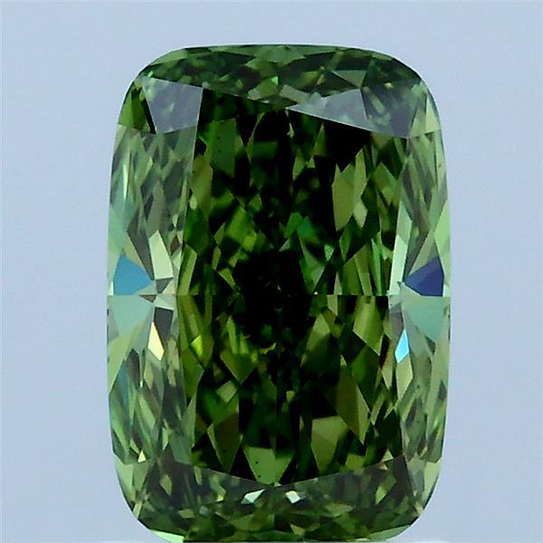 1.51 Carat Cushion Shaped, Ideal Cut, FANCY VIVID GREEN Color, VS1 Clarity, IGI Certified Lab Grown Diamond