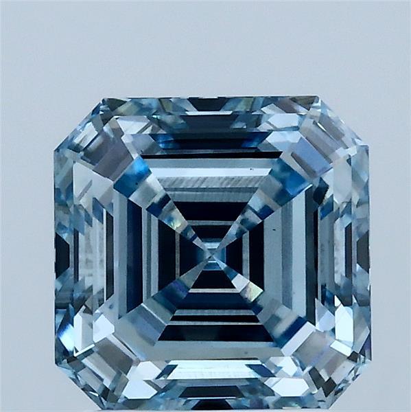 2.25 Carat Asscher Shaped, Ideal Cut, FANCY INTENSE BLUE Color, SI1 Clarity, IGI Certified Lab Grown Diamond