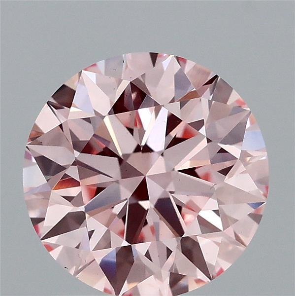 2.03 Carat Round Shaped, Ideal Cut, FANCY INTENSE PINK Color, VS1 Clarity, IGI Certified Lab Grown Diamond