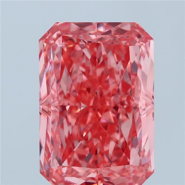 6.03 Carat Radiant Shaped, Ideal Cut, FANCY VIVID PINK Color, VS1 Clarity, IGI Certified Lab Grown Diamond