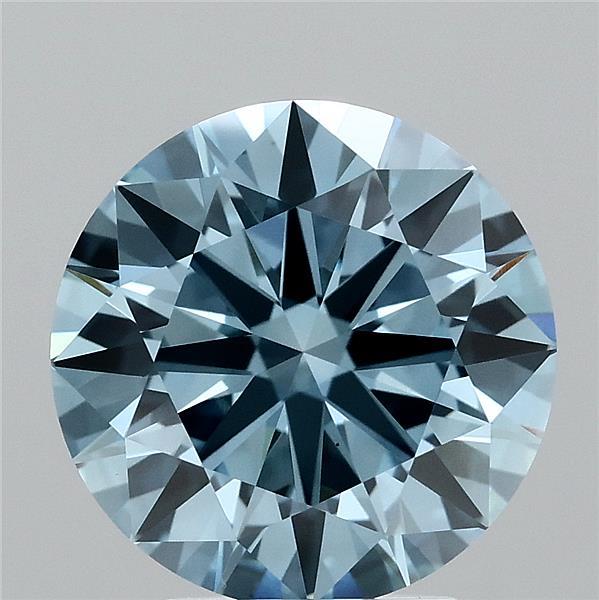 3.67 Carat Round Shaped, Ideal Cut, FANCY VIVID BLUE Color, VS1 Clarity, IGI Certified Lab Grown Diamond