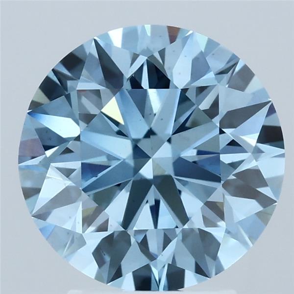 3.09 Carat Round Shaped, Ideal Cut, FANCY VIVID BLUE Color, VS2 Clarity, IGI Certified Lab Grown Diamond