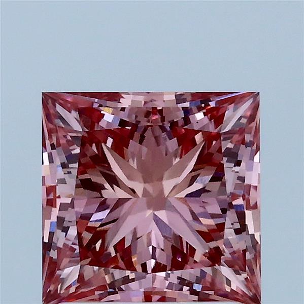 2.03 Carat Princess Shaped, Ideal Cut, FANCY VIVID PINK Color, VS1 Clarity, IGI Certified Lab Grown Diamond