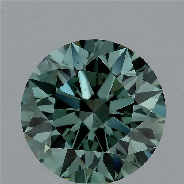 4.14 Carat Round Shaped, Excellent Cut, FANCY VIVID BLUISH GREEN Color, VS2 Clarity, IGI Certified Lab Grown Diamond