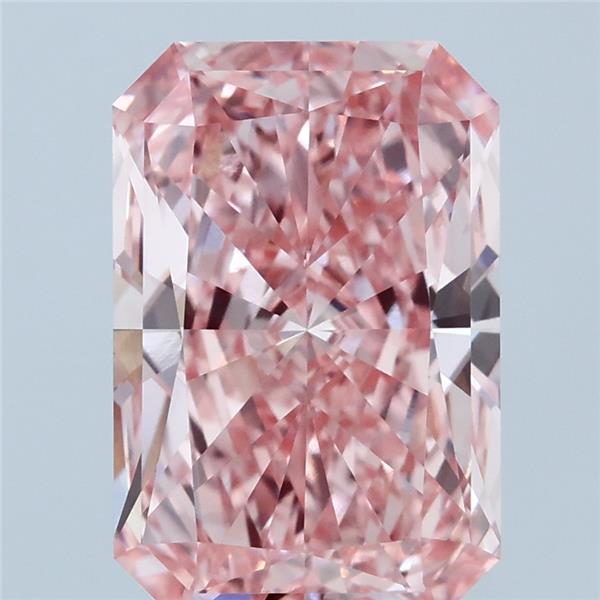 4.07 Carat Radiant Shaped, Ideal Cut, FANCY VIVID PINK Color, VS1 Clarity, IGI Certified Lab Grown Diamond